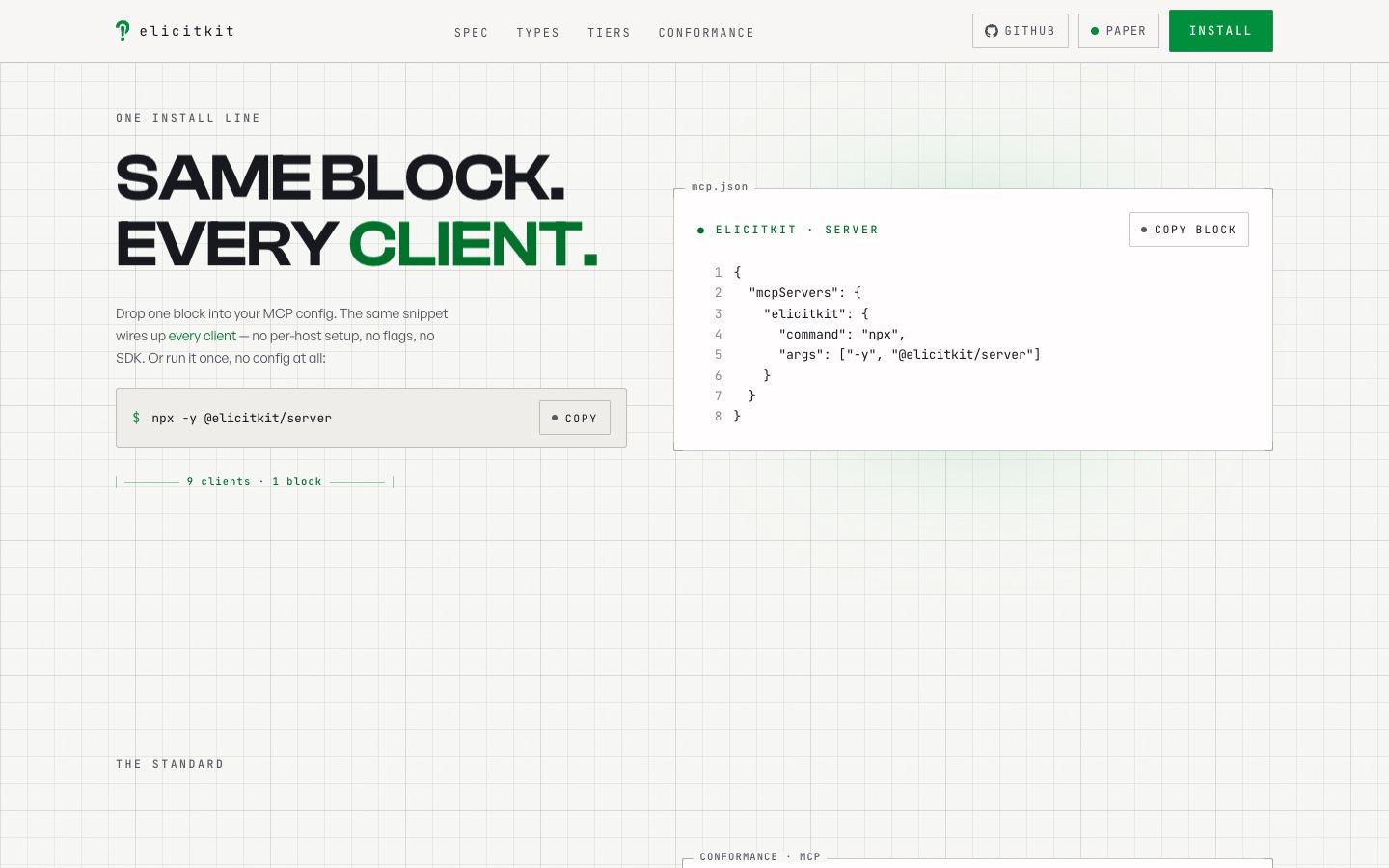 Elicitkit: one install block for every client